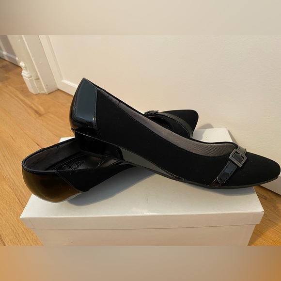 Life Stride Soft System wedge heel patent velvet slip on 8 W Spritz vintage NEW - Picture 2 of 10